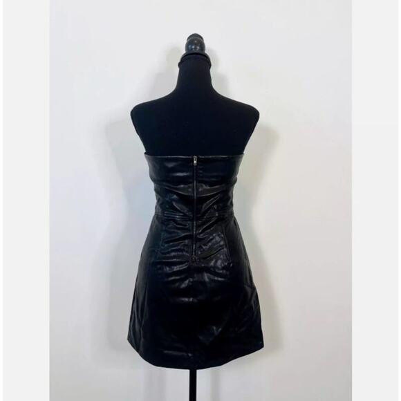 Nonchalant Dixie Mini Dress in Black Large Faux Leather Strapless Lined Party - Picture 3 of 5